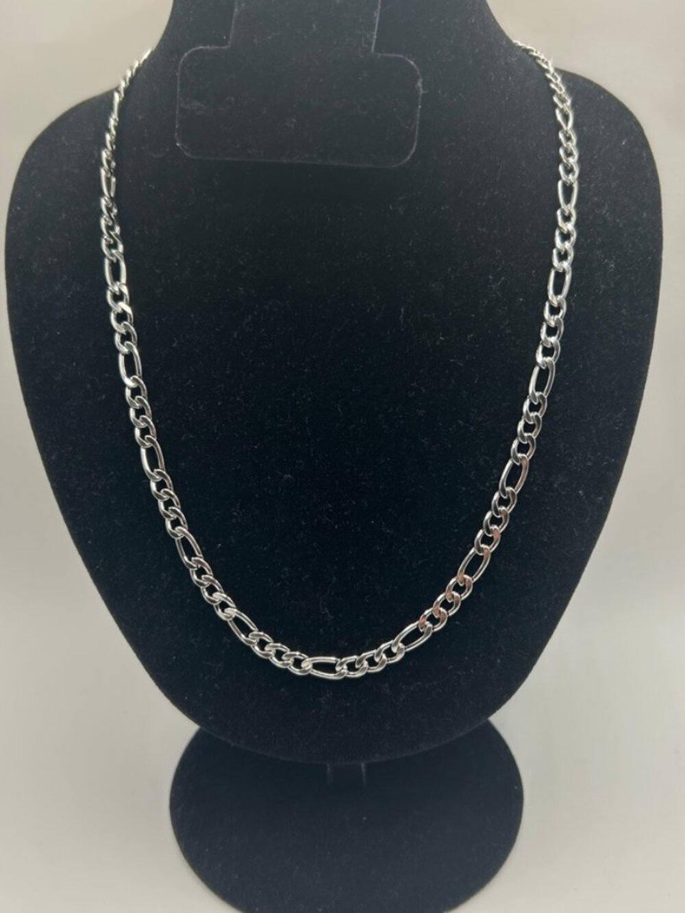 Mens Figaro Chain Real Silver 24 Inch Plated 5mm Classic Hip Hop Waterproof